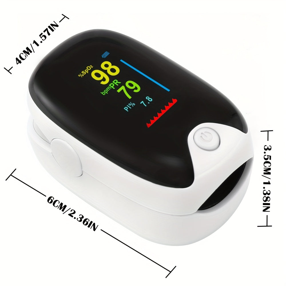 Finger Pulse Oximeter for Adults & Children – Blood Oxygen SpO2 & Heart Rate Monitor, Includes Batteries, Lanyard & User Manual, Home Health Monitor Canada