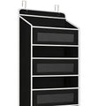 Over Door Storage Rack No Drill – Anti-Slip Door Hanger, 44 lb Capacity, 3 or 5 Tier Space-Saving Organizer for Wardrobe Bathroom Kitchen Dormitory Home (Black/Grey)