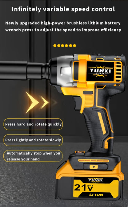 Cordless Impact Wrench Kit 21V Brushless with Lithium Battery – Wireless Impact Gun & Drill Combo, Optional Toolbox, Charger & Sockets | High-Torque Power Tool for Car & Home Use, Great Gift for Men