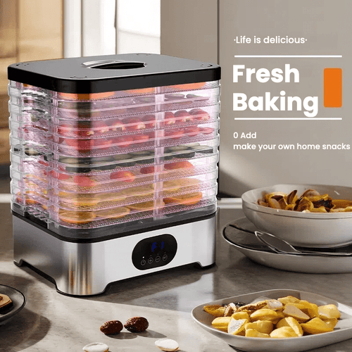 Stainless Steel Digital Food Dehydrator 5/8 Tray – Large Capacity, 72H Timer, Adjustable Temperature, Quiet Operation for Fruits, Jerky, Vegetables, Herbs & Pet Treats