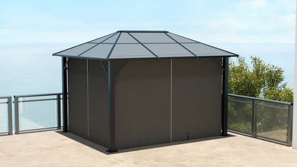 Gazebo Privacy Curtains 4-Panel with Zipper – Replacement Side Panels for 10’x12’ Gazebo or Pergola, Durable Polyester Fabric, Hooks & C-Rings Included, Wind & Sun Protection – Brown