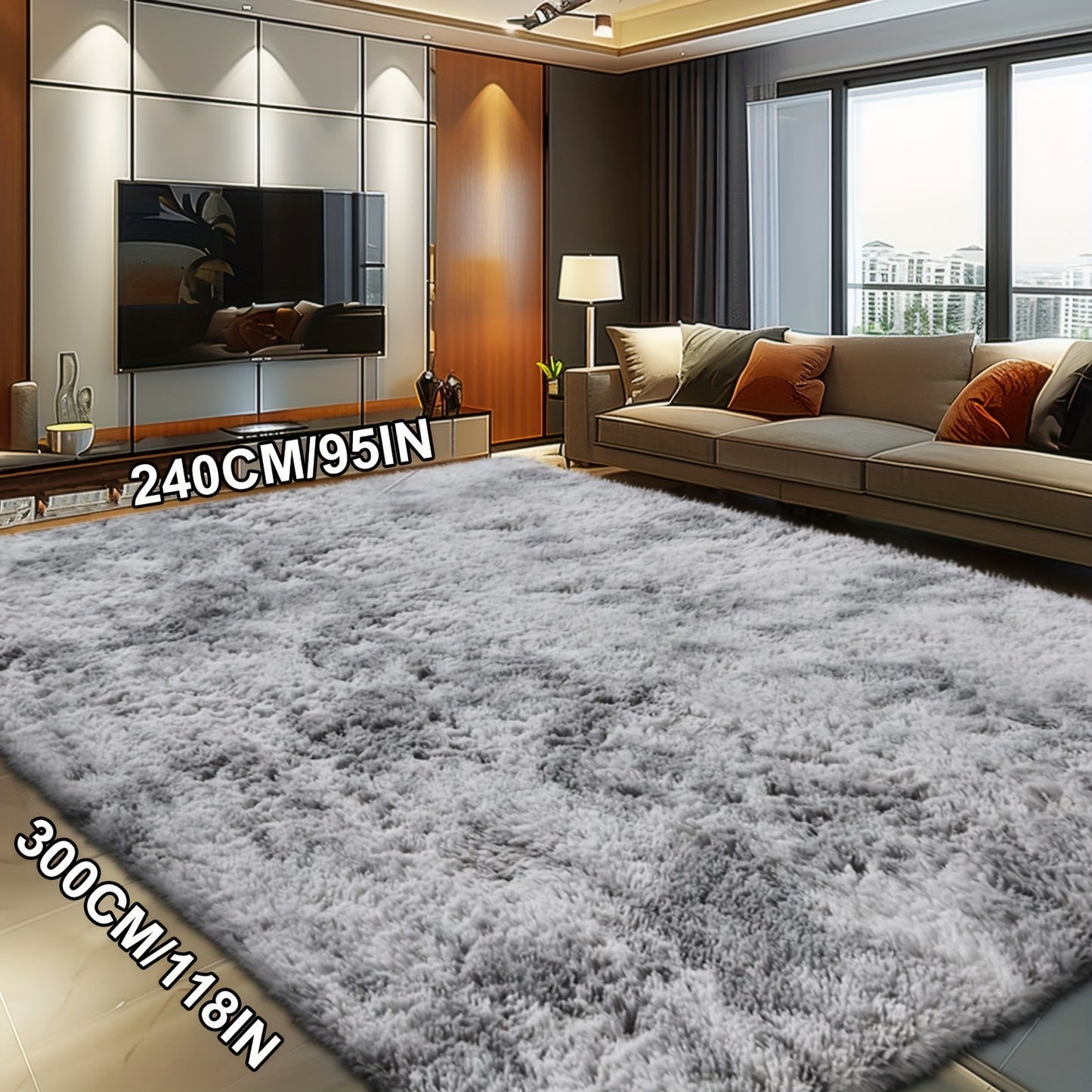 Fluffy Soft Area Rug – Luxury Non-Slip Indoor Carpet for Living Room, Bedroom & Home Decoration, Ultra-Plush Floor Rug, 7 Colours & 5 Sizes, Tie-Dye Black White Navy Blue Grey