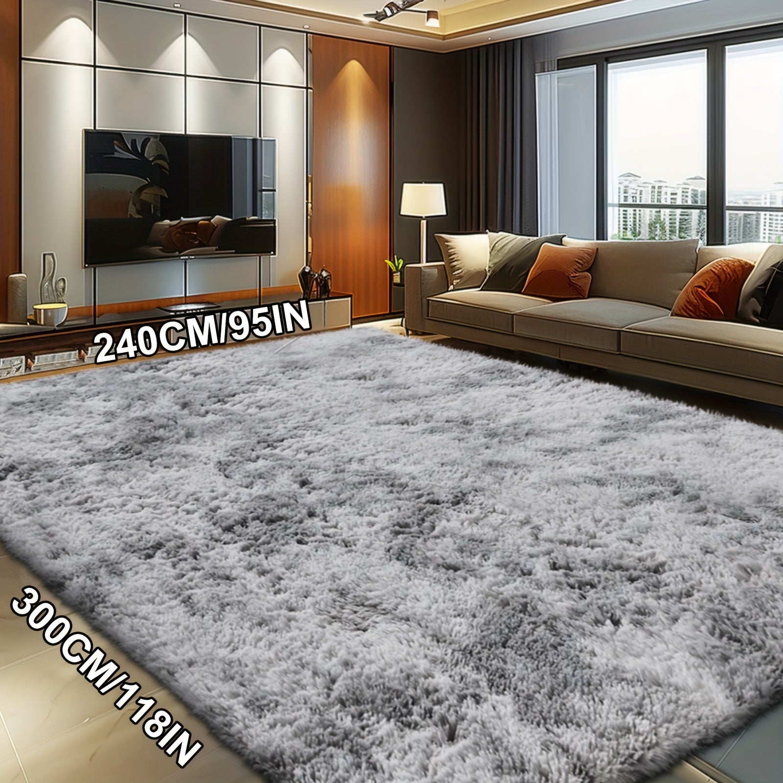 Fluffy Soft Area Rug – Luxury Non-Slip Indoor Carpet for Living Room, Bedroom & Home Decoration, Ultra-Plush Floor Rug, 7 Colours & 5 Sizes, Tie-Dye Black White Navy Blue Grey
