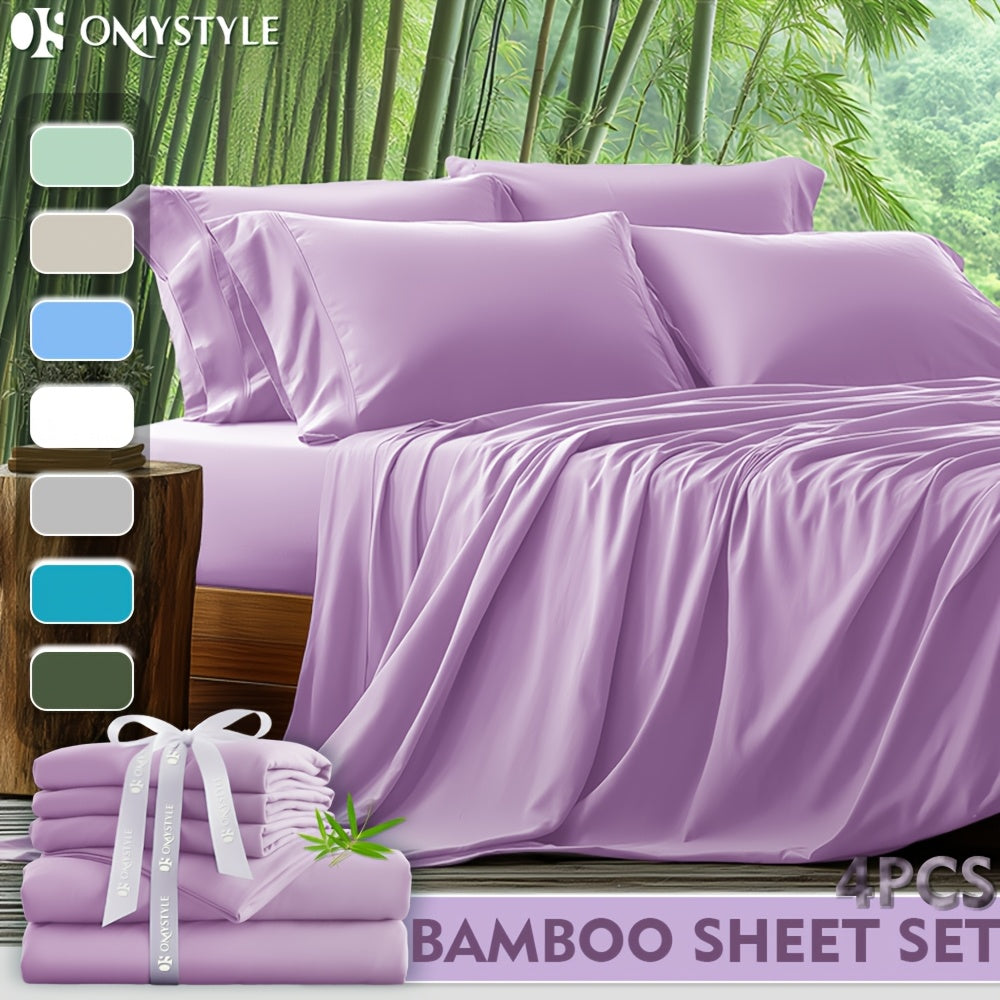 Deep Pocket Bamboo Sheet Set 4 or 6 Piece with Flat Sheet Fitted Sheet & Pillowcases – Cooling Breathable Bedding for Hot Sleepers & Kids, Twin Full Queen King, 7 Colours | Canada