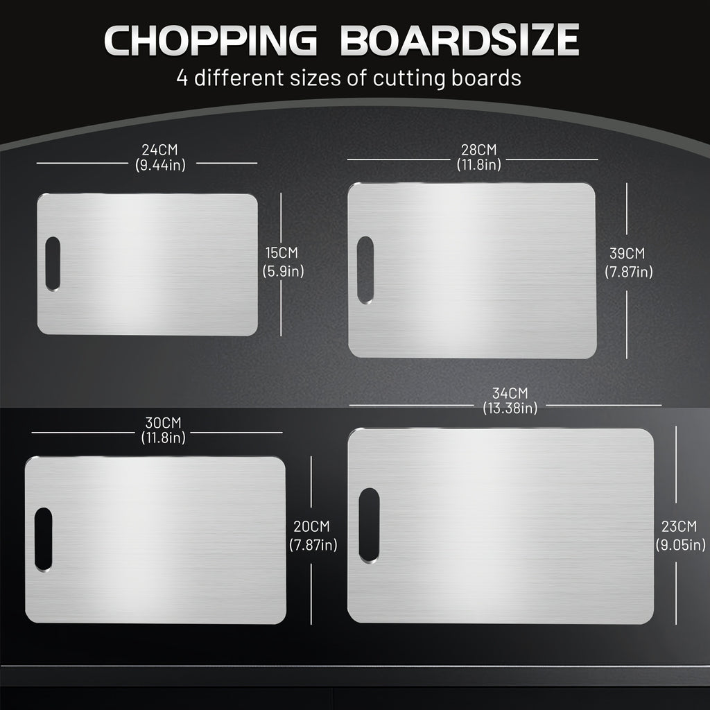 3/4pcs High-Quality Titanium Steel Cutting Board - Dual-Sided Food-Grade Stainless Steel, Smooth Surface for Kitchen & Dining Use, Perfect for Holidays Like Christmas, Halloween, Easter, Thanksgiving, Best for Christmas