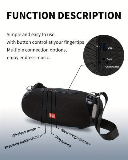 TG534 Dual Speaker Bluetooth Portable Speaker – IPX4 Waterproof, TWS Stereo Pairing, FM Radio, USB & TF Card Playback, 10m Wireless Range – Black, Camouflage, Red & Blue