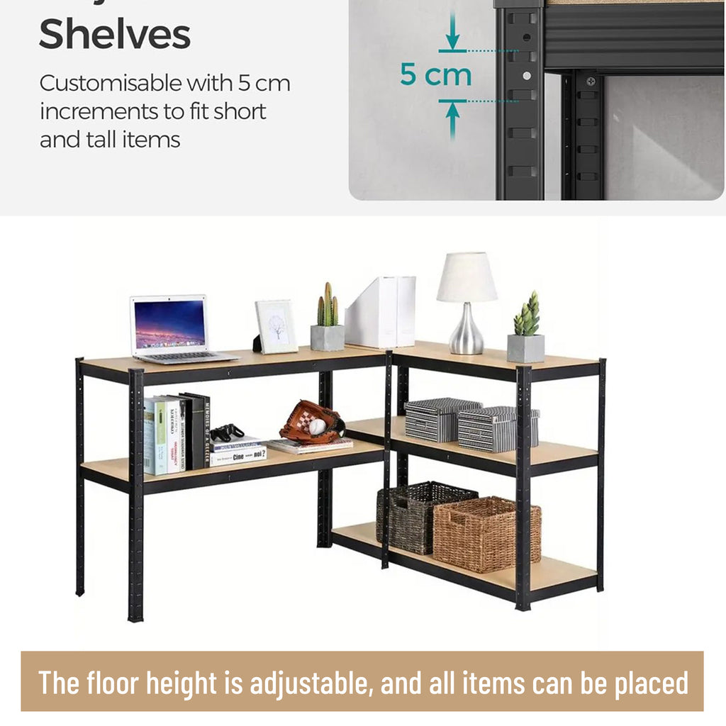 1PC Heavy Duty Storage Shelves, 5-Tier Industrial Shelving Unit with 2200 lbs Capacity, Adjustable Metal Utility Rack, Freestanding Garage Shelving for Organization, Easy Assembly, Wide Use for Warehouse, Kitchen Pantry, Basement, Laundry Room, Closet, Ba