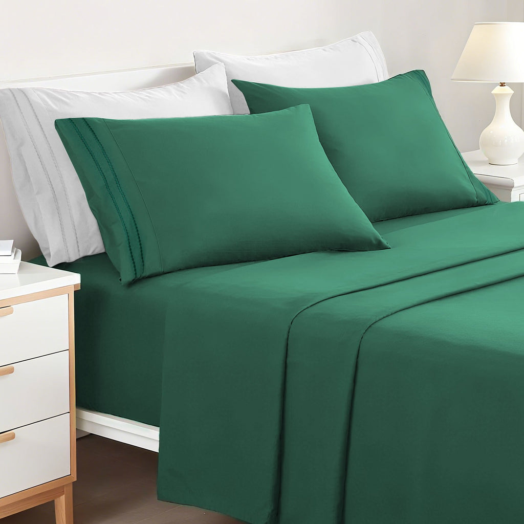 3/4pcs 14 Inch Deep Pocket Sheet Set – Lightweight, Breathable and Cooling – Wrinkle and Fade Resistant, Hotel Luxury–Ideal for Home, Dorms and Cool Summer Nights – Great Fall Winter Gift – Pillowcase, Flat Sheet, Fitted Sheet, Twin Full Queen King