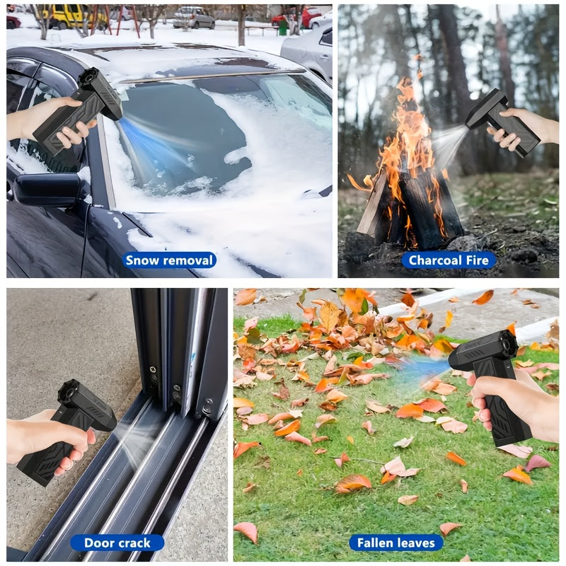 Compressed Air Duster Collector 130000 RPM High Power Violent Fan, 4000Mah Battery Wireless Rechargeable Turbo Blower, 4-Gear Adjustable Cordless Handheld Hair Dryer, Snow Blower, Suitable for Car, Keyboard, Outdoor, Camping Tools
