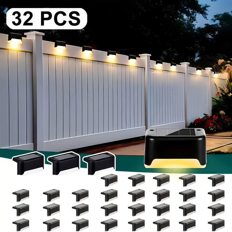 Solar Step Lights Outdoor Waterproof LED – Auto On/Off Warm White Landscape Lighting for Stairs, Fences, Courtyards & Garden Paths, Matte Metal, Black/White/Brown, 4/8/16/32 Pack Canada
