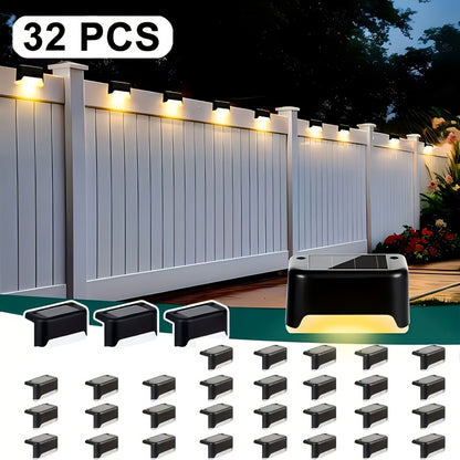 Solar Step Lights Outdoor Waterproof LED – Auto On/Off Warm White Landscape Lighting for Stairs, Fences, Courtyards & Garden Paths, Matte Metal, Black/White/Brown, 4/8/16/32 Pack Canada