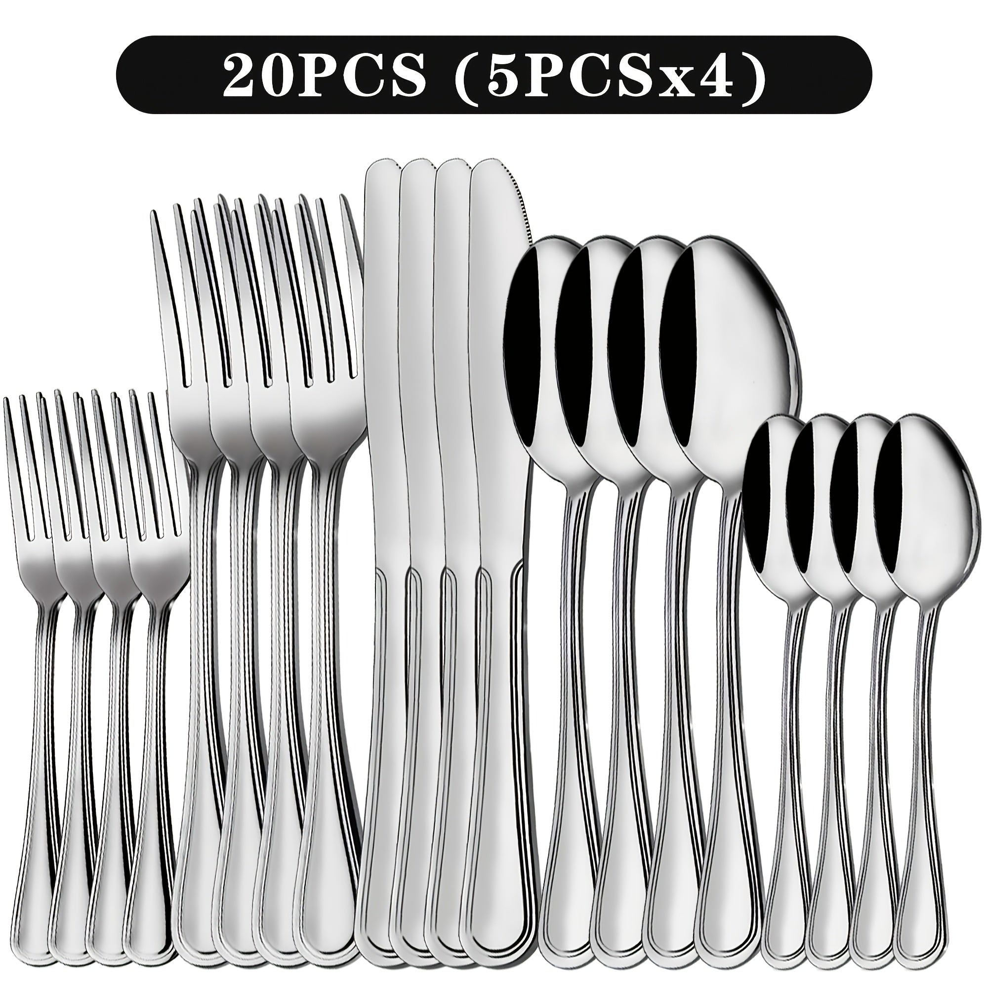 20/22/24/40/60/80/120pcs Stainless Steel Cutlery Set, Suitable for Home Kitchen Restaurant Hotel, Kitchen Utensils Set, Mirror Polished, Dishwasher Safe, Perfect for Gifts And Weddings. Local Warehouse, Kitchen Additions
