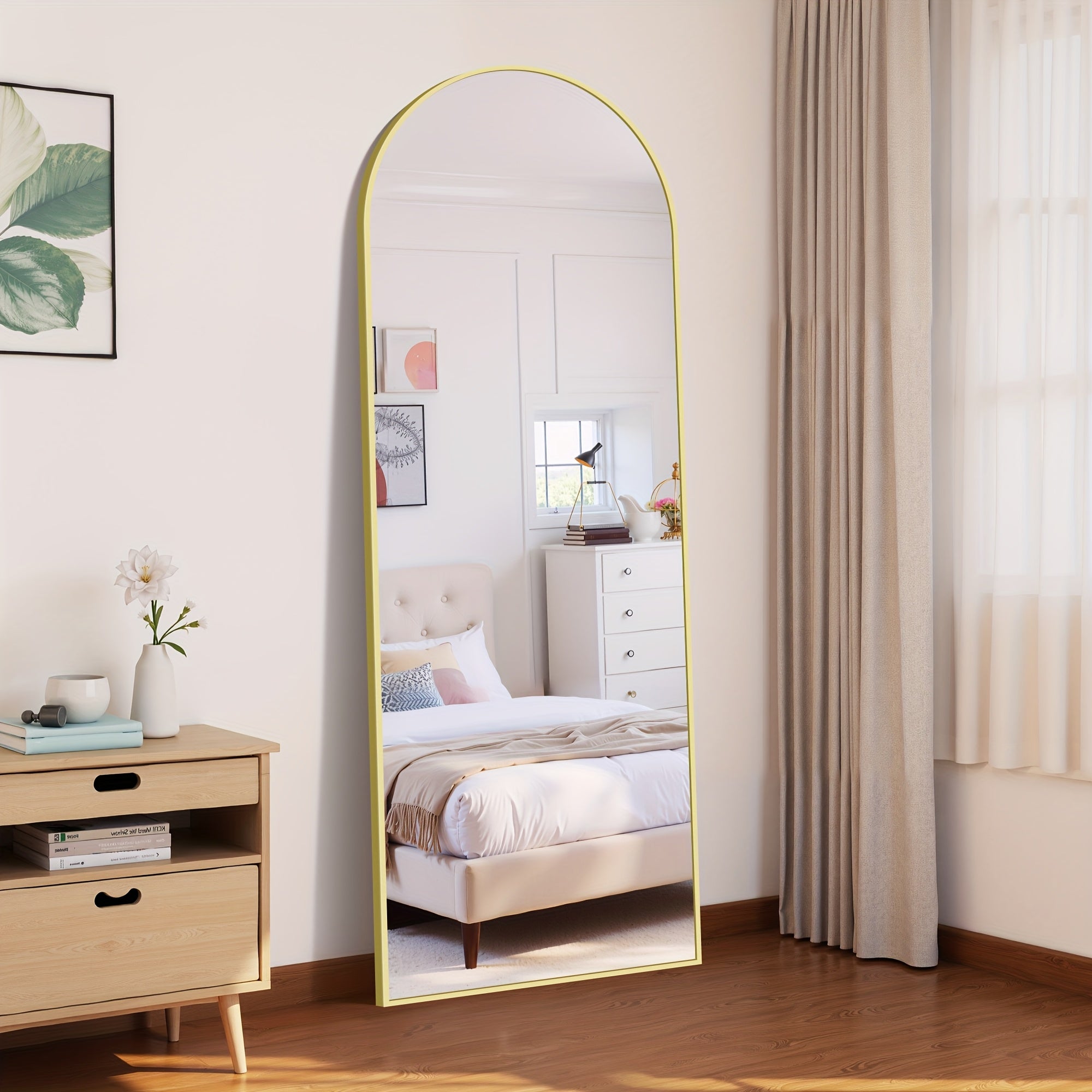 Full-Length Mirror, 71"x26" Arched Floor Mirror with Stand, Freestanding or Wall-Mounted Full Body Mirror, Bedroom Mirror, Suitable for Entryway, Living Room