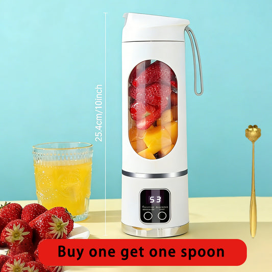 Portable USB Rechargeable Blender With LED Display - 15.22oz, Ideal For Smoothies & Fresh Juice, Compact Design For On-the-Go Nutrition