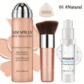 Liquid Foundation Full Coverage Set – Oil Control Moisturizing Formula + Makeup Lotion & 3 Powder Puffs – Natural, Beige & Nude Shades for All Skin Types – Concealer Foundation Kit