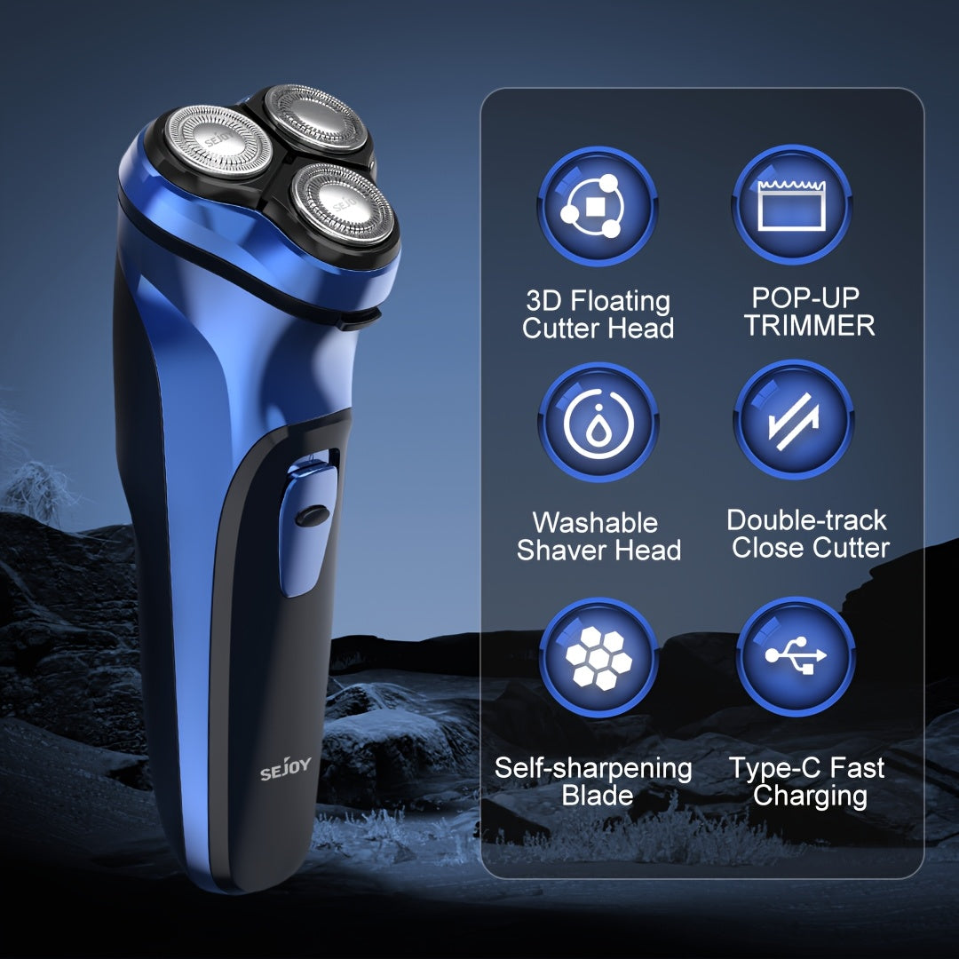 Blade Head Sold Seperately Electric Razor for Men, Electric Shaver for Men Face, Wet Dry Rechargeable Shaver with Pop Up Trimmer