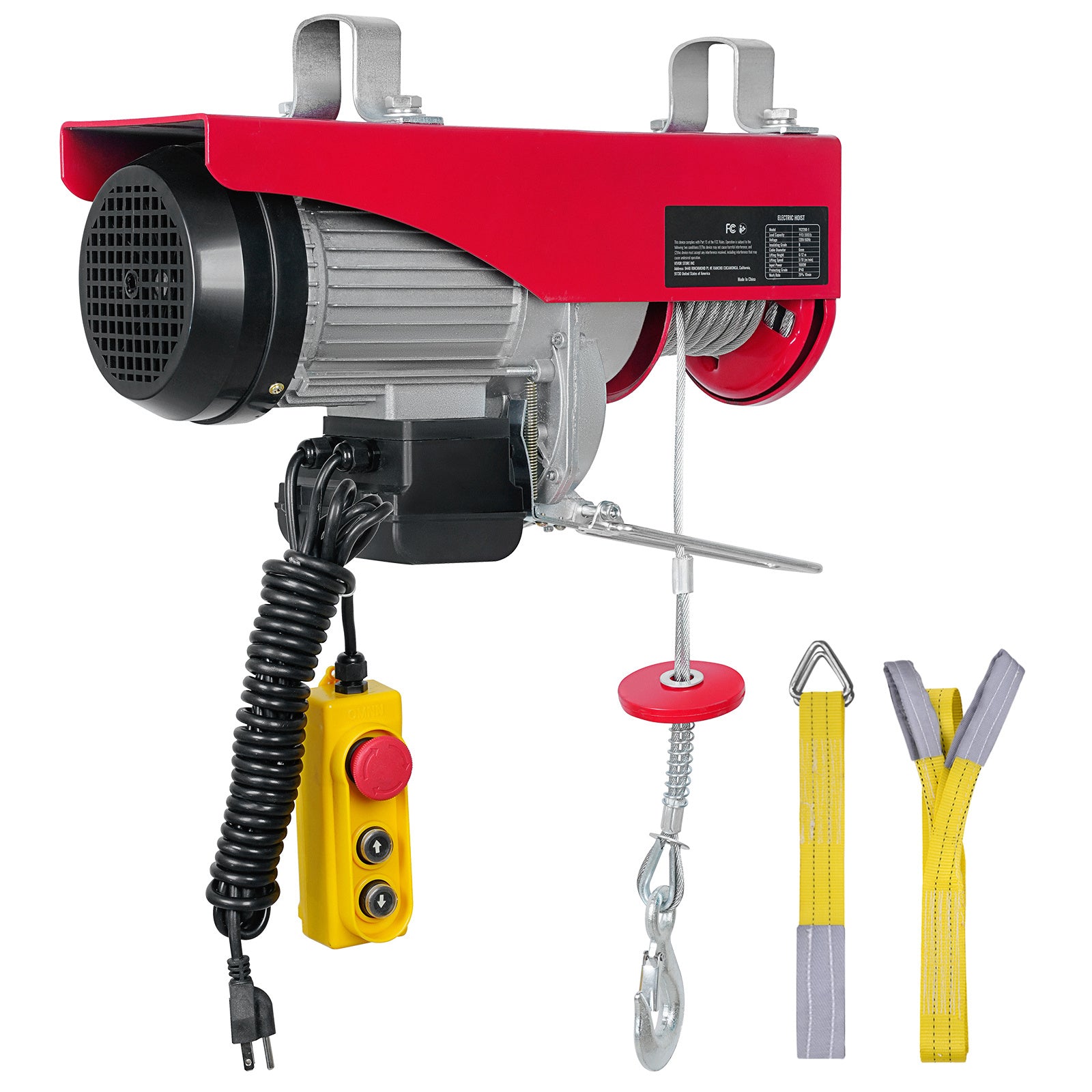 Electric Hoist 440–2200 lbs Lifting Capacity – Steel Wire Winch, Pure Copper Motor, 14ft Wired Remote Control, 40ft Cable, for Garage, Warehouse & Factory | ShopVora CA
