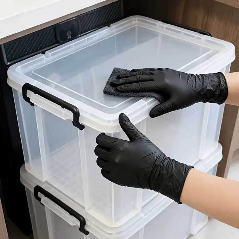 100pcs Black Pure Nitrile Disposable Gloves | Durable, Latex-Free, Extra-Thick Design—Ideal for Kitchens, Tattooing, Beauty Salons, and Bathroom Cleaning—Extra Large, Large, Medium, Small