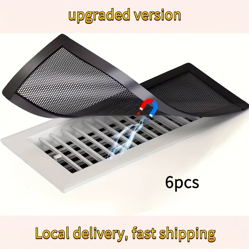 Magnetic Vent Covers 6-Pack 4x10 Inch PVC Mesh Grille – Air Ventilation Covers for Floor & Ceiling Vents | Dust, Debris & Pest Control for Heating, Cooling & Air Purifier Systems, Easy No-Tool Install