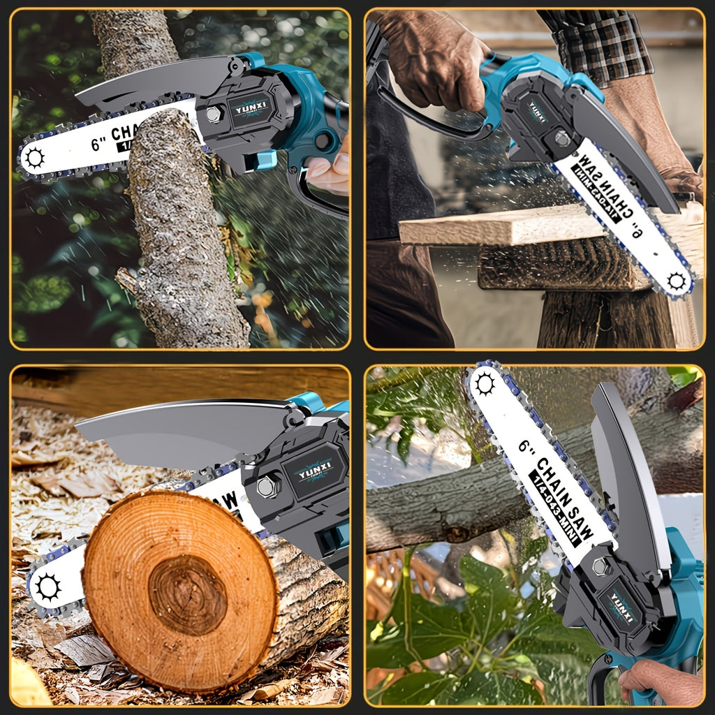 6-inch  Chainsaw Wireless, Handheld Electric Chainsaw, Equipped with Battery Charger, Automatic Chain Tensioning And Automatic Fuel Dispenser for Branches, Yards, Homes, And Gardens, Ideal Gift for Men, Husbands, Fathers, And Trimming Saws