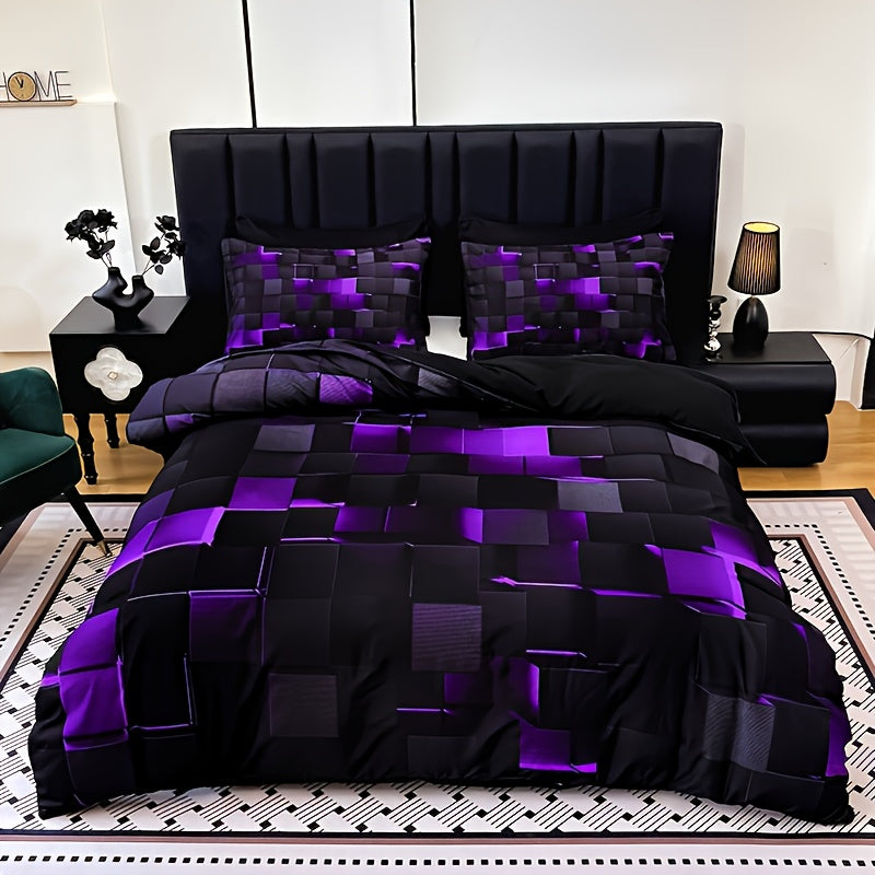 3-Piece Digital Print Duvet Cover Set – All-Season Bedding, 1 Duvet Cover & 2 Pillowcases, Zipper Closure, Machine Washable, Bedroom & Guest Room Décor
