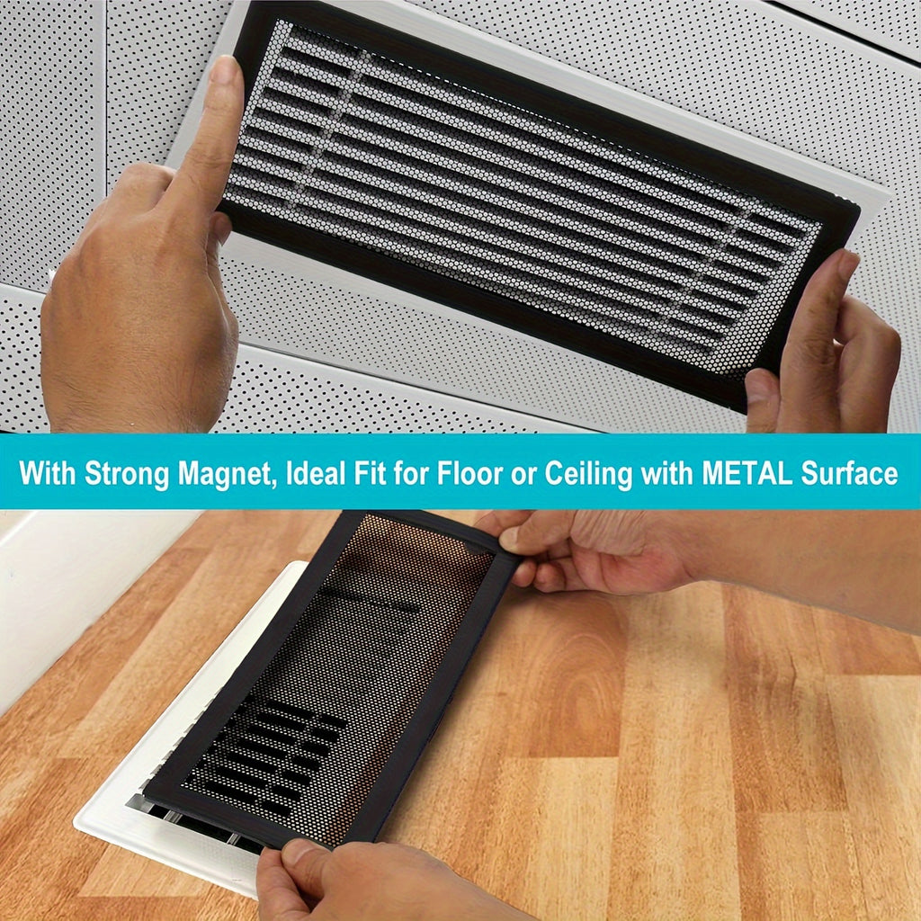 6pcs 6pcs Magnetic Vent Cover for Home Floor Vent - 4x10 Inch PVC Mesh Grille Air Ventilation, Dust & Debris Prevention, Pest Control, Ideal for Ceiling & Floor Vents, Ideal for Heating & Cooling Systems and Air Purifiers