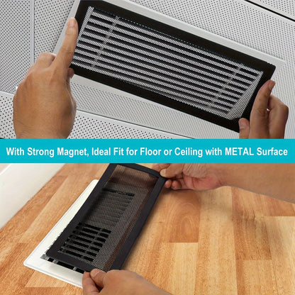 Magnetic Vent Covers 6-Pack 4x10 Inch PVC Mesh Grille – Air Ventilation Covers for Floor & Ceiling Vents | Dust, Debris & Pest Control for Heating, Cooling & Air Purifier Systems, Easy No-Tool Install