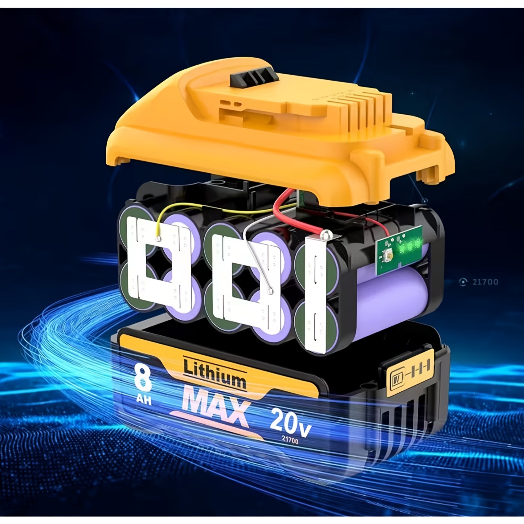 1/2-Pack 8000Mah Replace for DCB200 20V Max Battery Compatible with DCB606 DCB609 DCB612 DCB201 DCB200 DCB206 DCB207 Apply to DW Cordless Power Tools