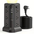 Introducing The Upgraded PASSUS Tower Surge Protector Power Strip with PD18W/20W. It Features a 10.2FT Extension Cord, 12 AC Outlets, And 5 USB Charging Ports, Providing Surge Protection for Your Home, Office, Or Dorm Room
