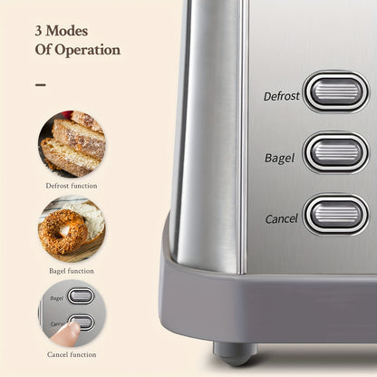 4-Slice Toaster with Warming Rack & High Lift Lever – Stainless Steel, Extra Wide Slots, 7 Shade Settings, Bagel & Muffin Function, Removable Crumb Tray, Silver | Canada