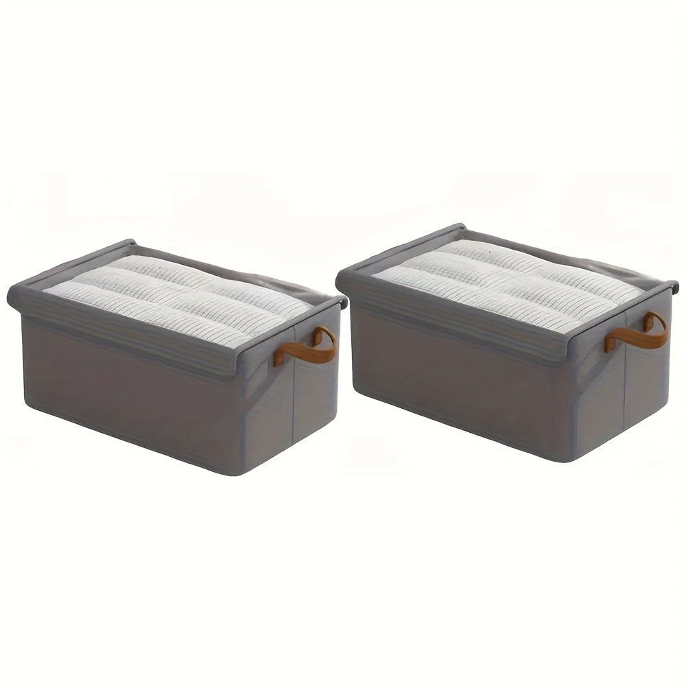 Foldable Fabric Storage Box Set 2 or 4 Pack – Large Cationic Cloth Organizer, Visible Cover & Handle, Space-Saving Under Bed Wardrobe Closet Storage for Clothes Blankets Bedding | Canada
