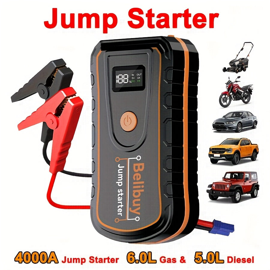 High-Power Car Starter | Advanced Portable Emergency Car Starter-Powerful 6000Mah Rechargeable Battery, USB Charging, Suitable for Vehicles Under 36V, Upgraded Version, Reliable Emergency Power