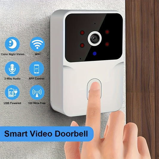 Smart HD Video Camera Wireless Doorbell - Night Vision, Voice Change, 2-Way Calls, Photo, Recording - Wifi Rechargeable Security Doorbell with Built-In Battery