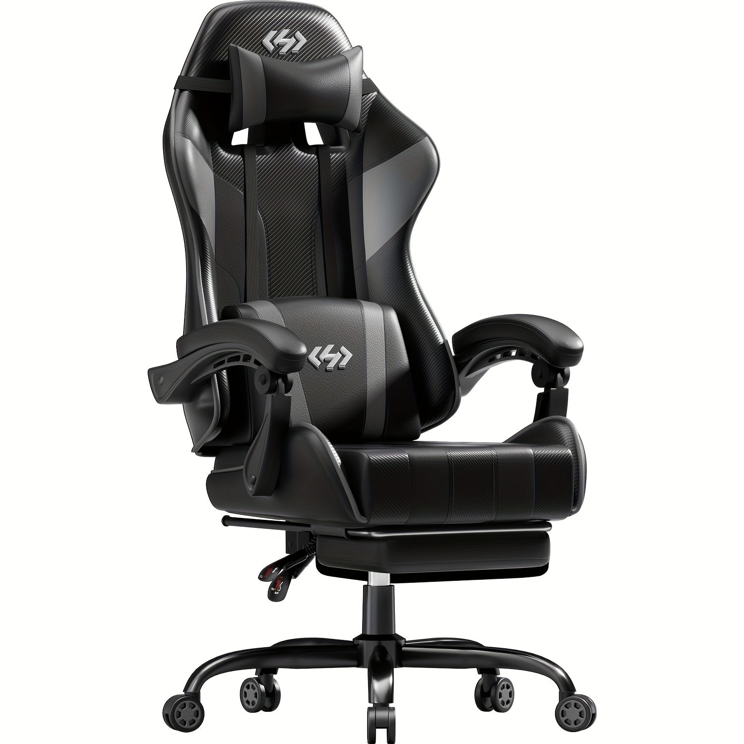 6-Point Support Gaming Chair with Pocket Springs and Adjustable Lumbar Headrest - 135 Degree Recline Faux Leather Office Gaming Seat Footrest Linkage Armrest 300 lb Canada