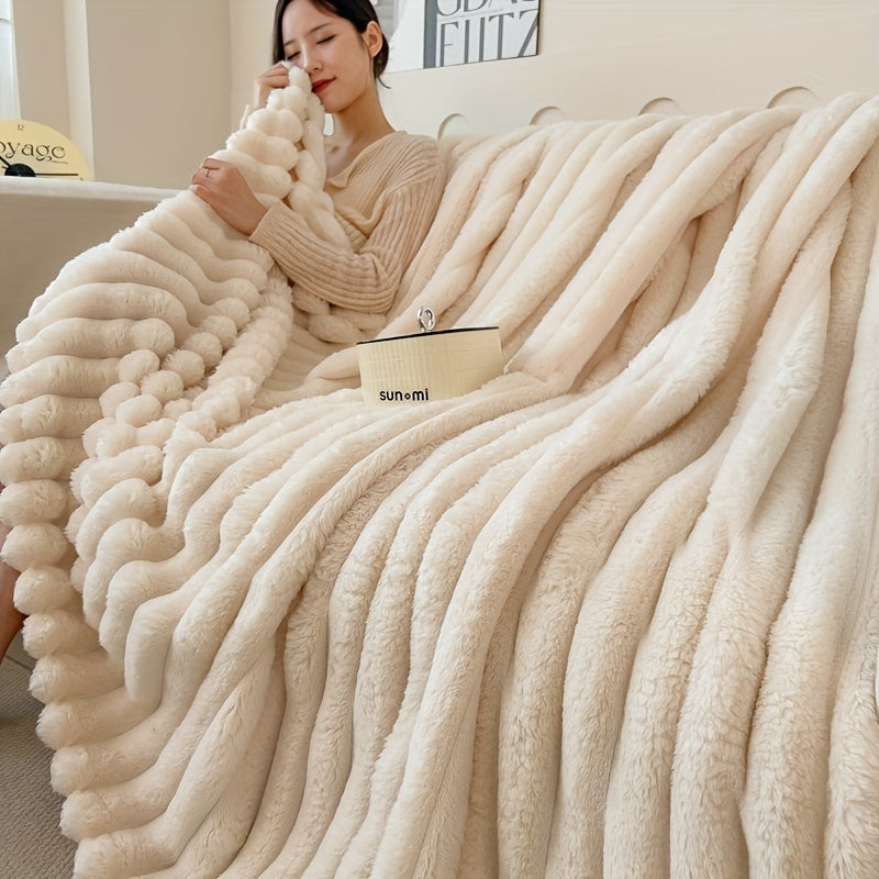 Extra Large Blanket 108 in X 90 in X 90 in Thickened Blanket Soft And Comfortable Faux Rabbit Hair Reversible Blanket Thermal Fleece Blanket Nap Blanket Air Conditioning Blanket Office Outdoor Camping Gift Blanket Perfect for All Seasons