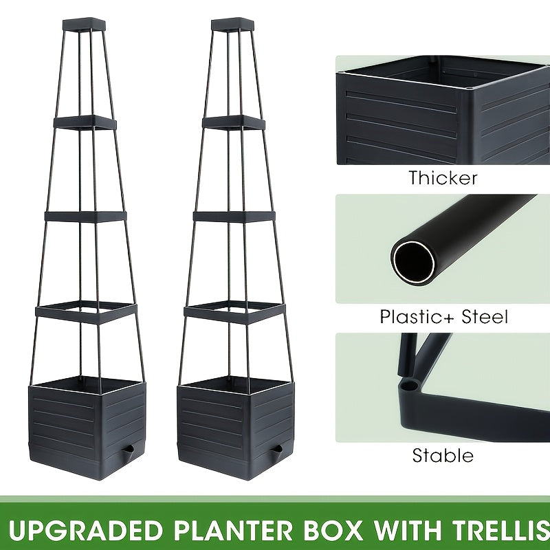 1 Pack/2 Packs Raised Garden Bed Tomato Planter with Trellis, 57" Tomato Cages for Climbing Vegetables Plant, Self Watering Planters Box for Garden Pots for Patio Greenhouse Indoor Outdoor