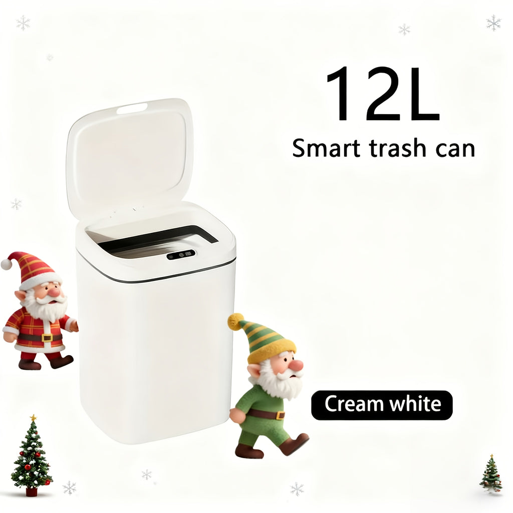 Smart Touchless Sensor Trash Can with Lid - Hands-Free Automatic Operation, Odor-Sealing Lid & Quiet Close, Battery- (AA Not Included) - 3.17gal/4.23gal/4.49gal Slim Modern White/Black Automatic Bin for Kitchen, Bathroom, Office - Sensor-Activated