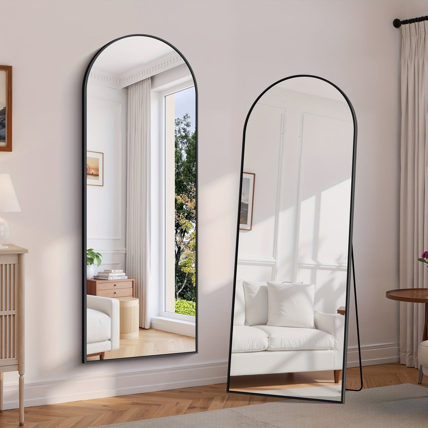 Arched Full Length Mirror 71"x26" with Stand, Freestanding & Wall-Mounted Floor Mirror for Bedroom, Living Room & Entryway – Full Body Mirror