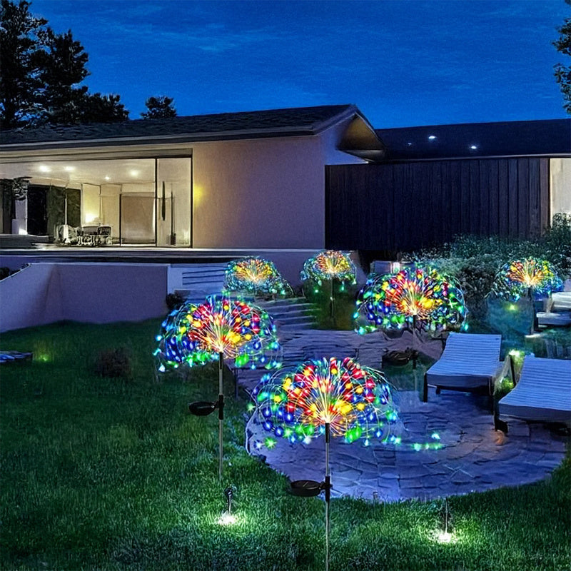 520LED Solar Garden Lights Solar Firework Lights, 8Mode Lighting Solar Lights Outdoor Intelligent Light Smart Sensor Switch for Garden Patio Walkway Pathway Party Wedding Decorative 420/280/90LED