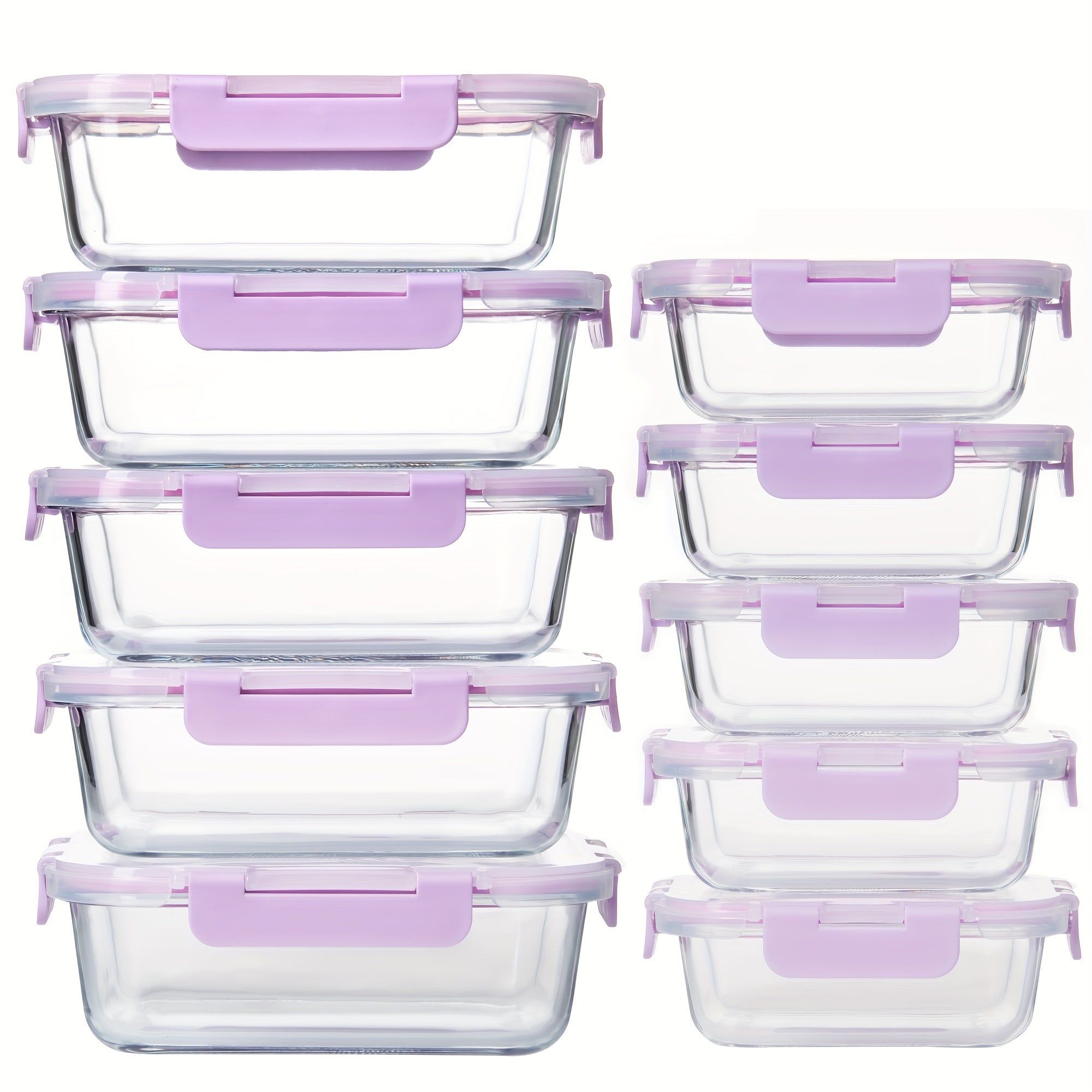 Borosilicate Glass Food Storage Containers Set 10/12 Pack with Leakproof Airtight Lids – Meal Prep, Lunch, Leftovers, Kitchen Pantry Organizer