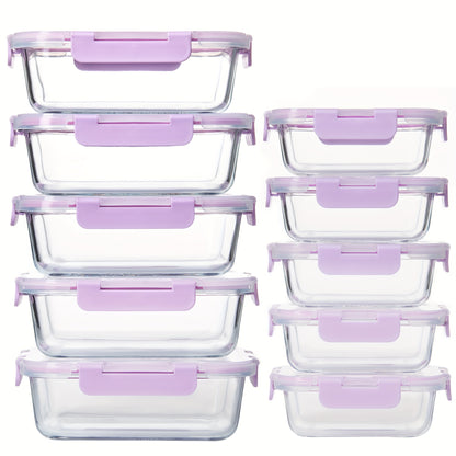 Borosilicate Glass Food Storage Containers Set 10/12 Pack with Leakproof Airtight Lids – Meal Prep, Lunch, Leftovers, Kitchen Pantry Organizer