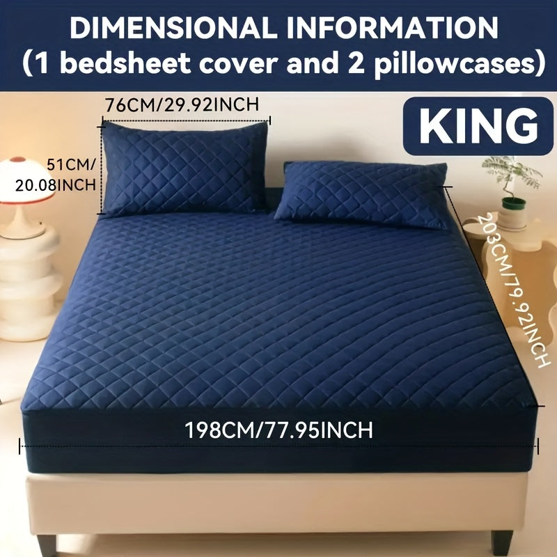 Waterproof Mattress Protector Set 2/3pcs, Thick Deep Pocket 9-15" Fitted Sheet & Pillowcase, Soft All-Season Bedding, Machine Washable – Twin Full Queen King, Multiple Colours