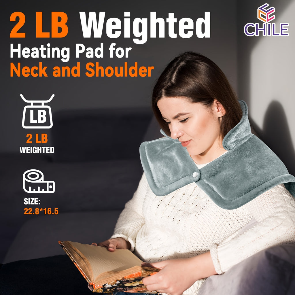 Weighted Heating Pad for Neck and Shoulders, Electric Neck Heating Pad with 6 Heat Settings, Auto Shut Off, Heating Blankets, Gifts for Mom, Local Warehouse