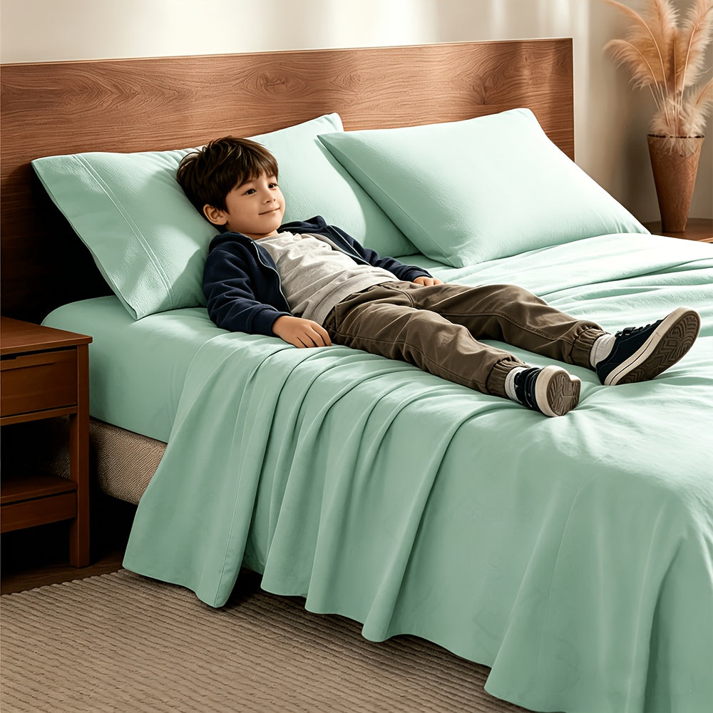 Extra Deep Pocket Cooling Bed Sheets Set – Breathable Wrinkle-Free Soft Bedding for Kids, Women & Men – Hotel Luxury Fitted Sheet Set, Light Blue, Twin Full Queen King
