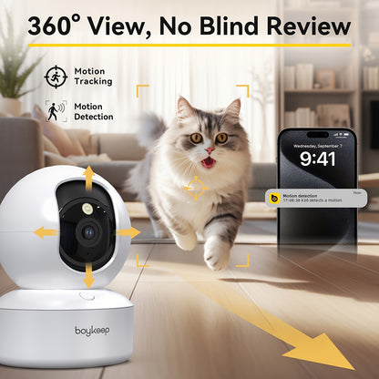 Indoor Security Camera 360° Pan Tilt WiFi 5G/2.4GHz, K30 Wireless Home Camera with Color Night Vision, 2-Way Audio, Motion Tracking, Cloud Storage & App Control