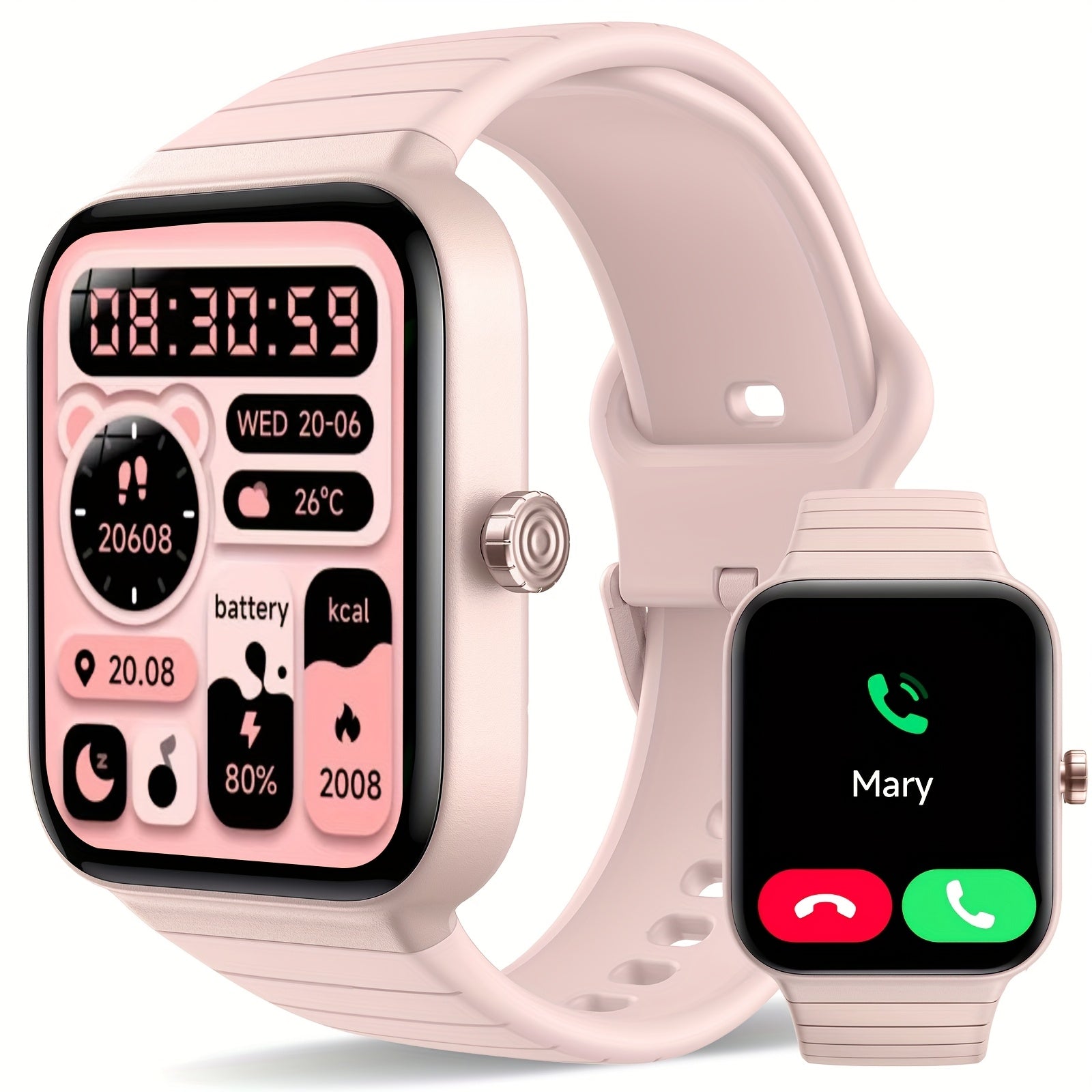 Smartwatch with Built-in Alexa, 1.8" HD Touch Screen, Answer & Make Calls, 100+ Sports Modes, Waterproof Fitness Tracker with Pedometer for iPhone & Android – Smart Watch for Women & Men