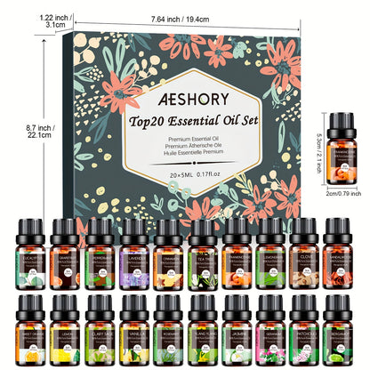 Pure Essential Oils Gift Set – 12 / 20 / 32 Pcs Aromatherapy Kit with Lavender, Tea Tree, Peppermint & More, 5ml Bottles for Massage, Skin Care & Diffuser, Holiday & Father's Day Gift | ShopVora CA