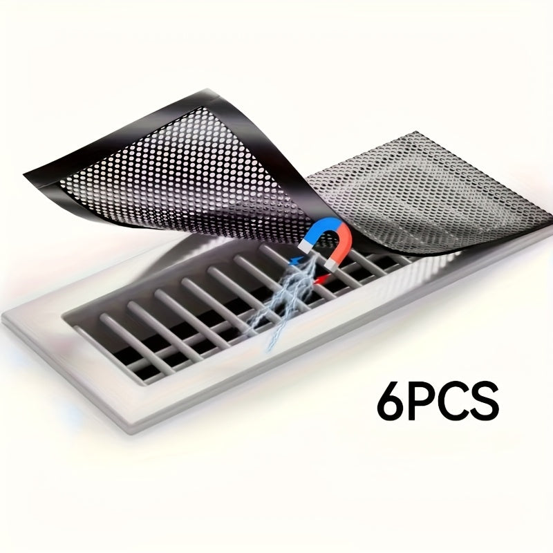 Magnetic Vent Cover Screen 6-Pack 4x10 Inch Black – PVC Mesh Air Vent Deflector for Floor, Wall & Ceiling Registers | HVAC Vent Filter Trap for Dust, Debris & Pest Control, Fits Standard Home Vents
