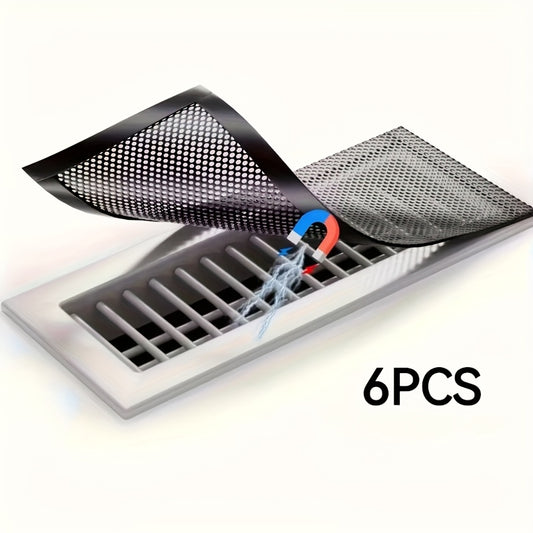 Magnetic Vent Cover Floor Vent Screen Covers 6pcs, 4x10 Inch Air Vent Deflector PVC Mesh Floor Register Cover Trap for Home Floor/Wall/Ceiling Air Vent Filter (Black, 4x10in, 6pcs), Local Warehouse Items for Home