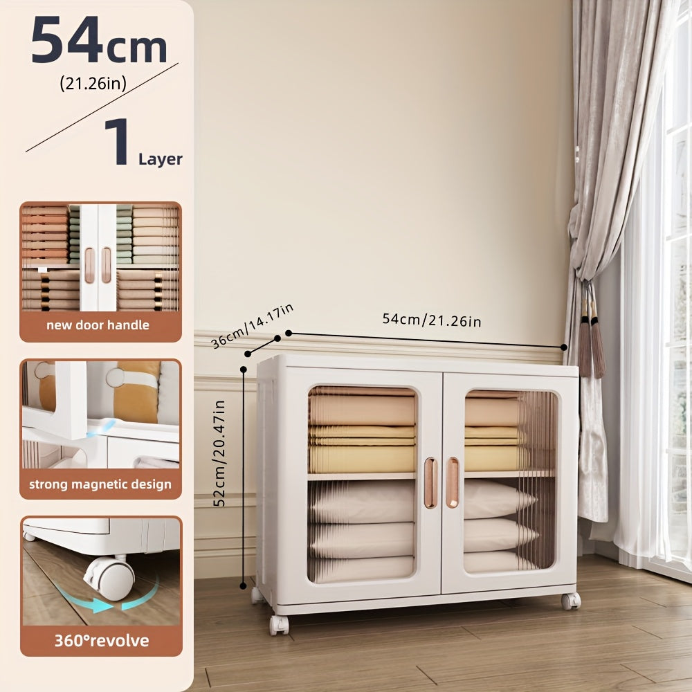 Stackable Wheeled Storage Box with Lid - Large Capacity Wardrobe Locker & Shoe Cabinet for Bedroom, Bathroom, Garage & Corridor - Portable Rolling Home Storage Organizer for Clothes, Tools & Groceries
